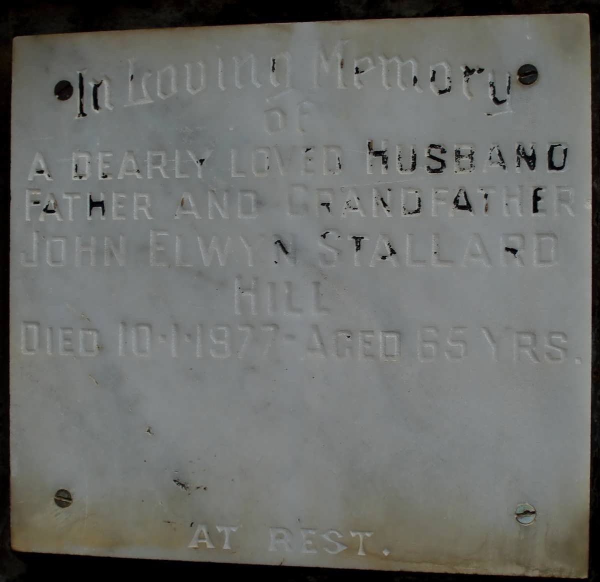 HILL John Elwyn Stallard -1977