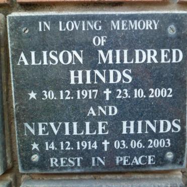 HINDS Neville 1914-2003 &amp; Alison Mildred 1917-2002