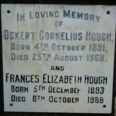 HOUGH Ockert Cornelius 1891-1968 &amp; Frances Elizabeth 1893-1988