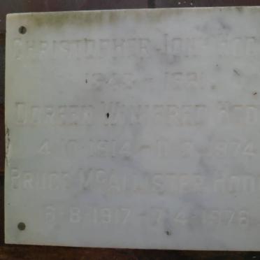 HODGE Bruce McAllister 1917-1976 &amp; Doreen Winifred 1914-1974