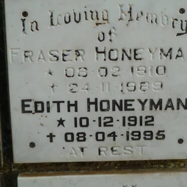 HONEYMAN Fraser 1910-1989 &amp; Edith 1912-1995
