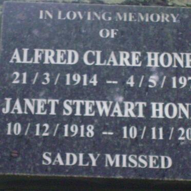 HONEY Alfred Clare 1914-1979 &amp; Janet Stewart 1918-2005