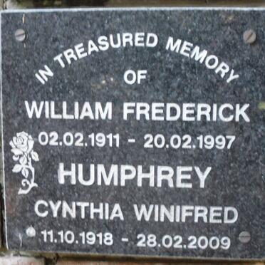 HUMPHREY William Frederick 1911-1997 &amp; Cynthia Winifred 1918-2009