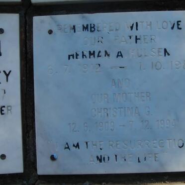 HULSEN Herman A. 1912-1987 &amp; Christina G. 1909-1994
