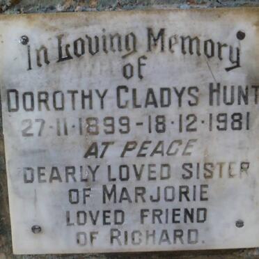HUNT Dorothy Gladys 1899-1981