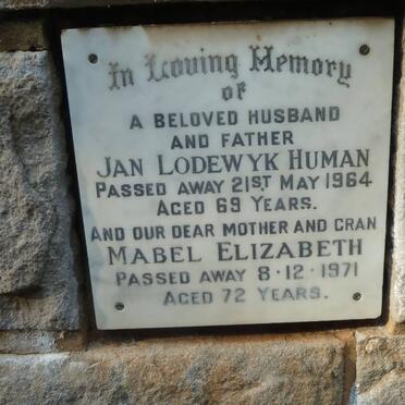 HUMAN Jan Lodewyk -1964 &amp; Mabel Elizabeth -1971