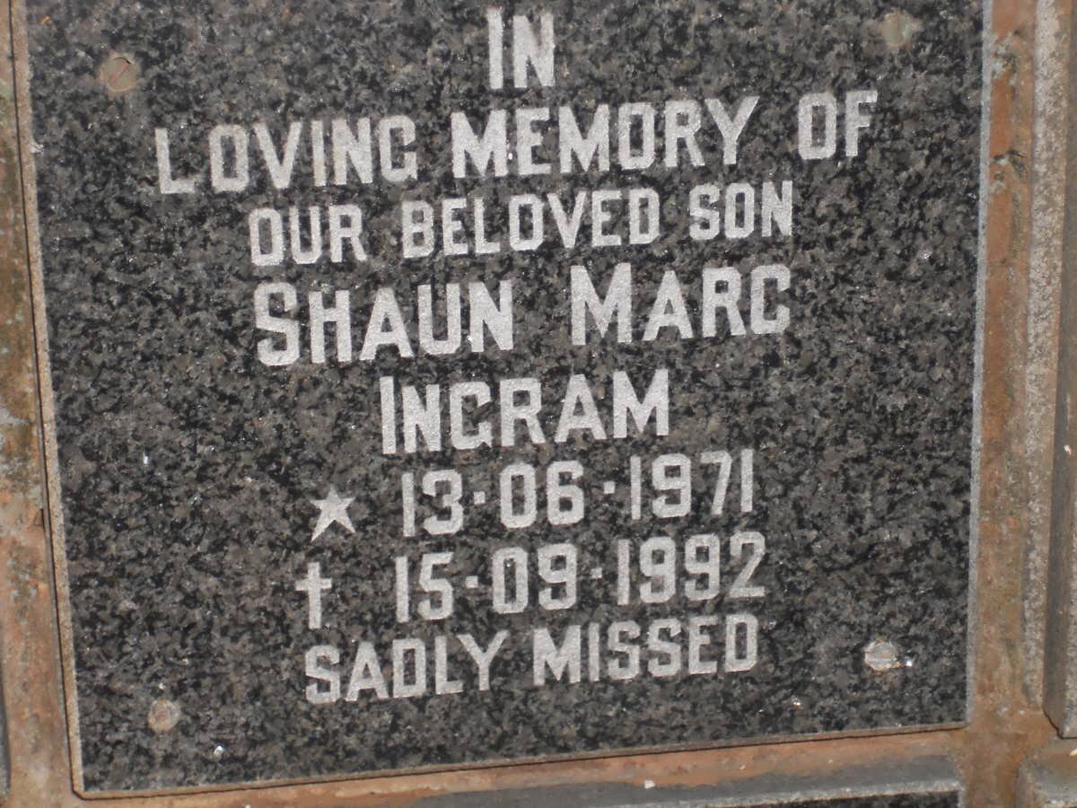INGRAM Shaun Marc 1971-1992