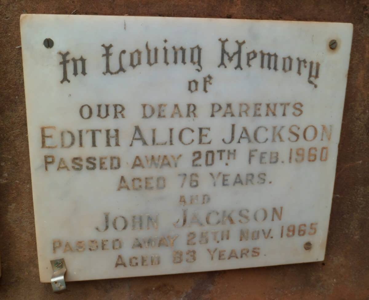 JACKSON John -1965 &amp; Edith Alice -1960
