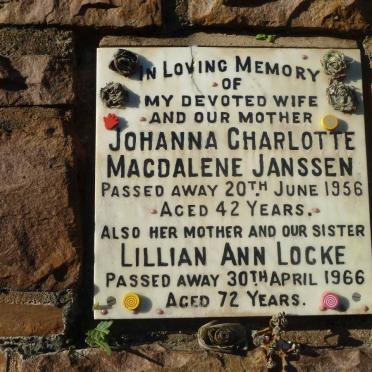 JANSSEN Johanna Charlotte Magdalene -1956 :: LOCKE Lillian Ann -1966