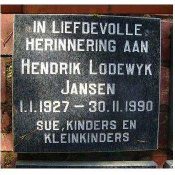 JANSEN Hendrik Lodewyk 1927-1990