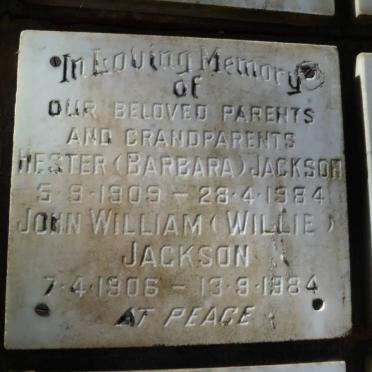 JACKSON John William 1906-1984 &amp; Hester 1909-1984