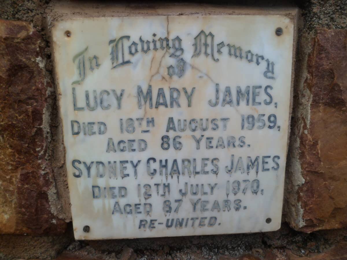 JAMES Sydney Charles -1970 &amp; Lucy Mary -1959