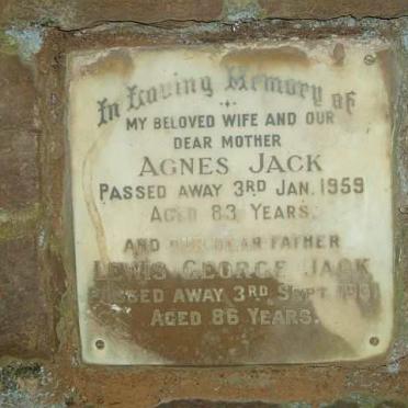 JACK Lewis George -1961 &amp; Agnes -1959