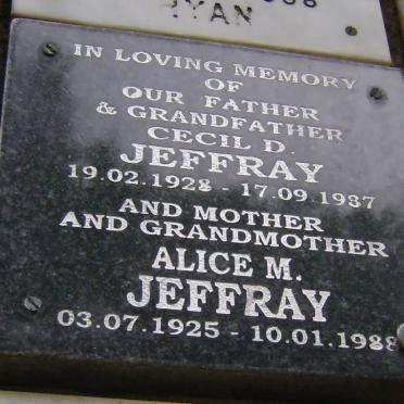 JEFFRAY Cecil D. 1928-1987 &amp; Alice M. 1925-1988