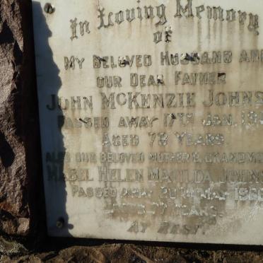 JOHNSON John McKenzie -1961 &amp; Mabel Helen Matilda -1966