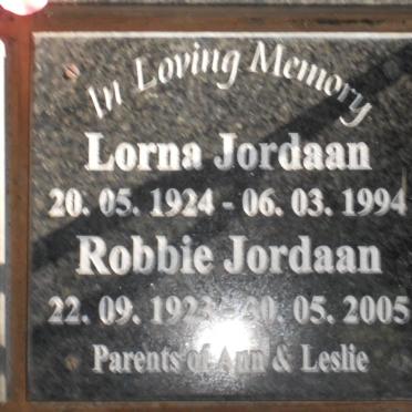 JORDAAN Robbie 1923-2005 &amp; Lorna 1924-1994