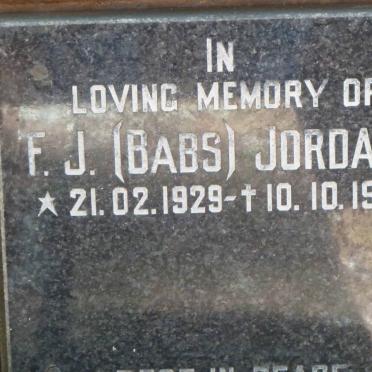 JORDAAN F.J. 1929-1992