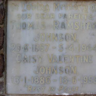 JOHNSON Thomas Ramshaw 1867-1944 &amp; Daisy Valentine 1886-1959