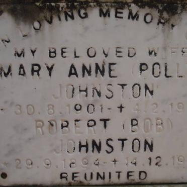 JOHNSTON Robert 1894-1985 &amp; Mary Anne 1901-1973
