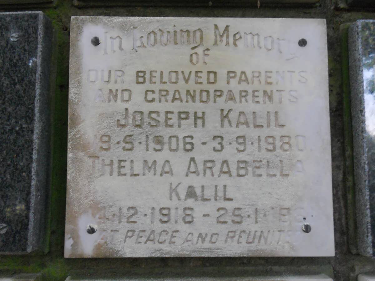 KALIL Joseph 1906-1980 &amp; Thelma Arabella 1918-1981