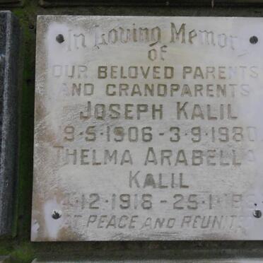 KALIL Joseph 1906-1980 &amp; Thelma Arabella 1918-1981