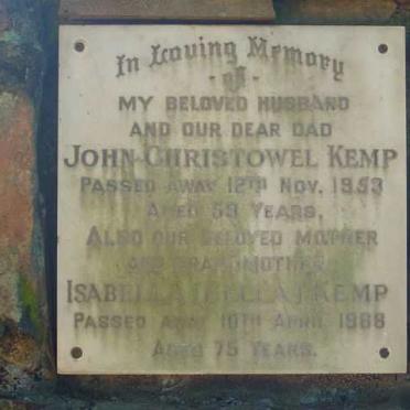 KEMP John Christowel -1953 &amp; Isabella -1968