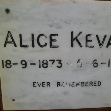 KEVAN Alice 1873-1971