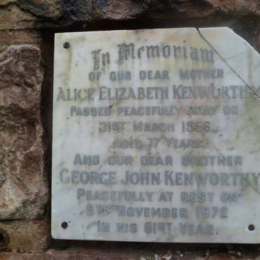 KENWORTHY George John -1972 :: KENWORTHY Alice Elizabeth -1956
