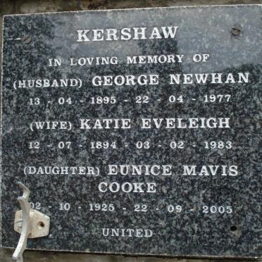 KERSHAW George Newhan 1895-1977 &amp; Katie Eveleigh 1894-1983 :: COOKE Eunice Mavis 1925-2005