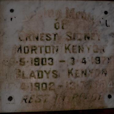 KENYON Ernest Sidney Morton 1903-1978 &amp; Gladys 1902-1984