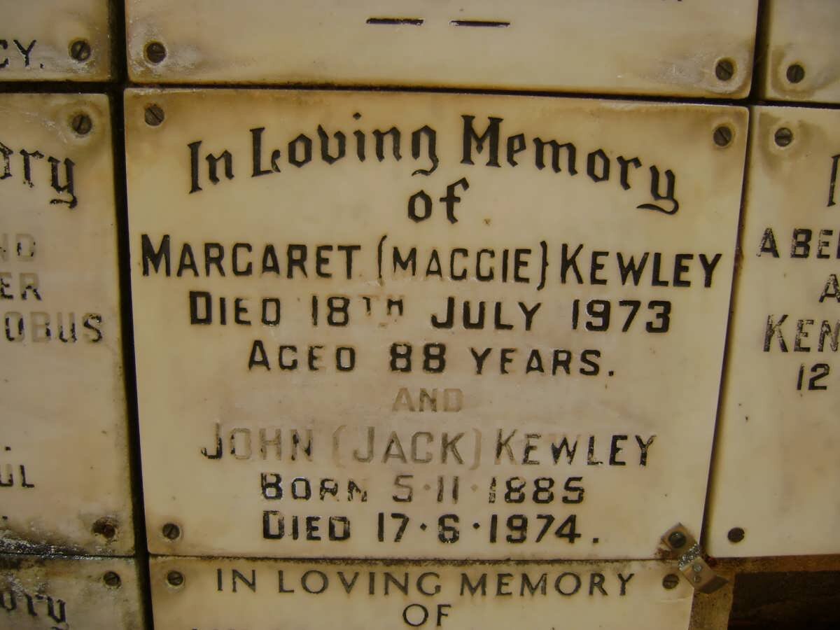 KEWLEY John 1885-1974 &amp; Margaret -1973