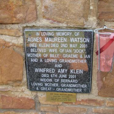 KLEIN Winifred Amy -2001 :: WATSON Ian 1929-2009 &amp; Agnes Maureen KLEIN -2001