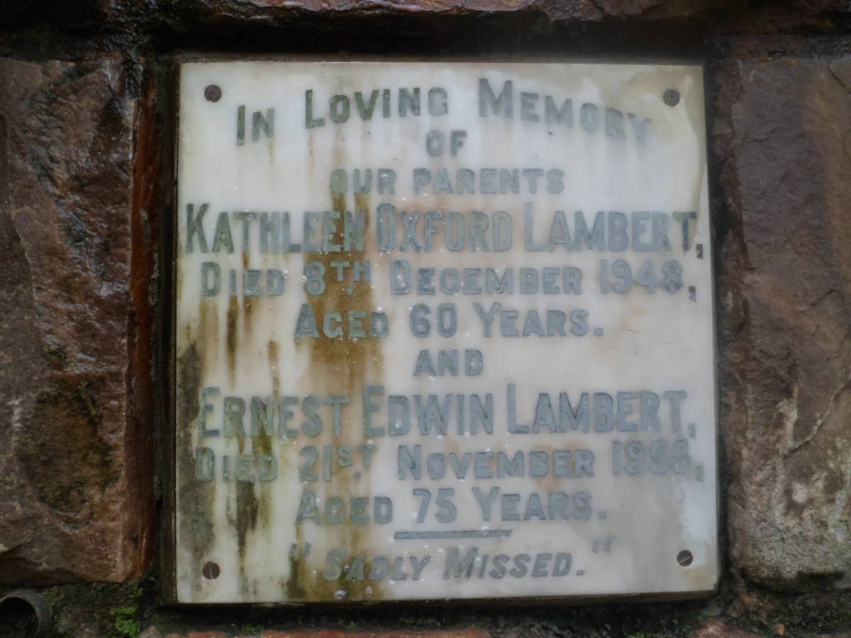 LAMBERT Ernest Edwin -1955 &amp; Kathleen Oxford -1948