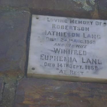 LANG Robertson Mathieson -1959 &amp; Winifred Euphemia -1959