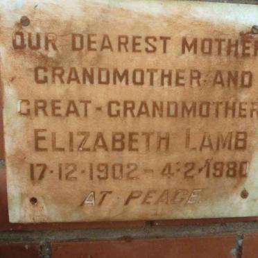 LAMB Elizabeth 1902-1980