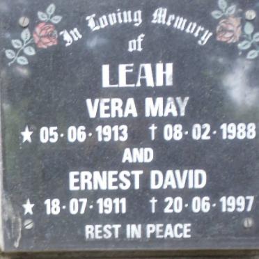 LEAH Ernest David 1911-1997 &amp; Vera May 1913-1988