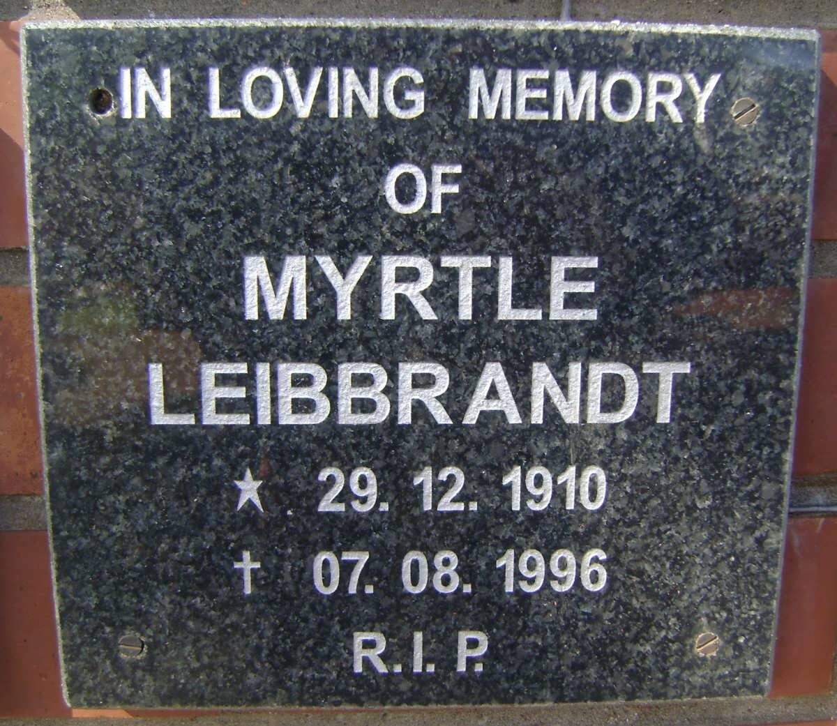LEIBRANDT Myrtle 1910-1996