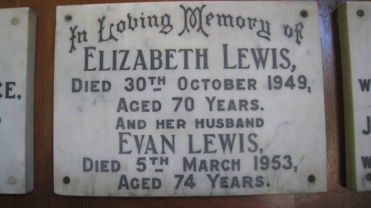 LEWIS Evan -1953 &amp; Elizabeth -1949