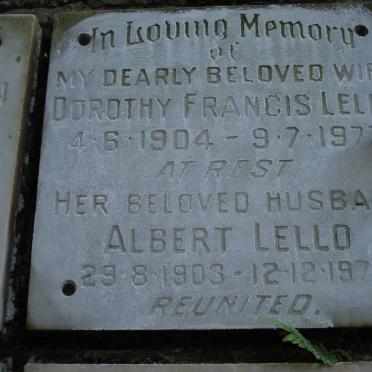 LELLO Albert 1903-1977 &amp; Dorothy Francis 1904-1977
