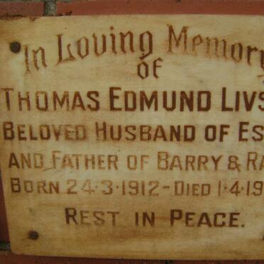 LIVSEY Thomas Edmund 1912-1983