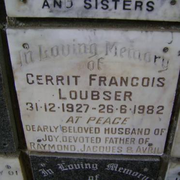 LOUBSER Gerrit Francois 1927-1982