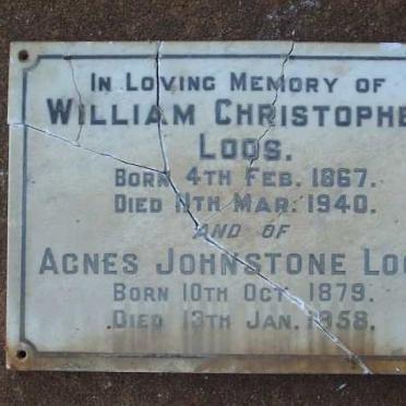 LOOS William Christopher 1867 - 1940 &amp; Agnes Johnstone 1879 - 1958