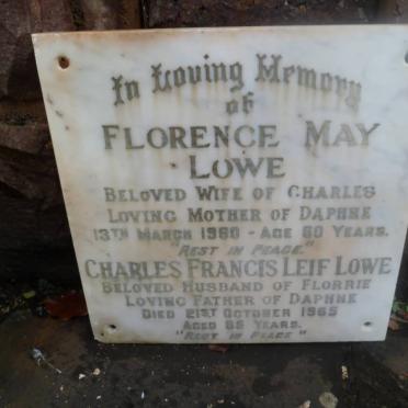 LOWE Charles Francis Leif -1965 &amp; Florence May -1960
