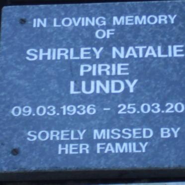 LUNDY Shirley Natalie Pirie 1936-2011