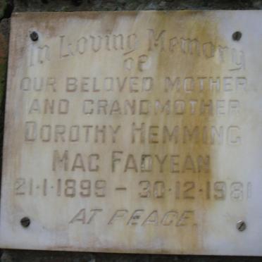 MAC FADYEAN Dorothy Hemming 1899-1981
