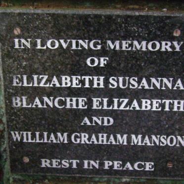 MANSON Elizabeth Susanna :: MANSON Blanche Elizabeth :: MANSON William Graham