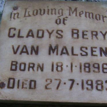 MALSEN Gladys Beryl, van 1896-1983