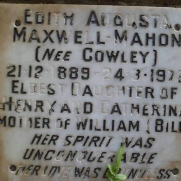 MAXWELL-MAHON Edith Augusta nee COWLEY 1889-1979