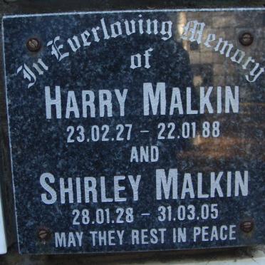 MALKIN Harry 1927-1988 &amp; Shirley 1928-2005