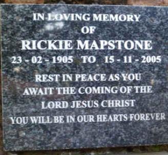 MAPSTONE Rickie 1905-2005